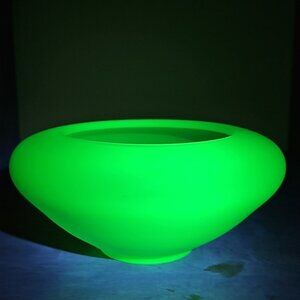 Uranium Tiffin Satin Green Glass Vase Bowl Geiger Confirmed, Amazing Piece!